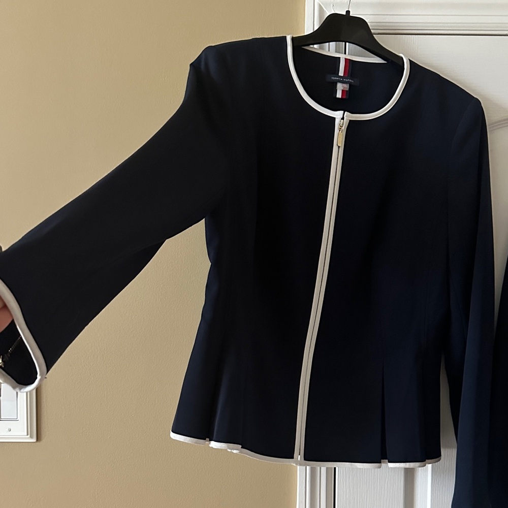 Tommy Hilfiger Navy Pantsuit with White Trim - Picture 6 of 6